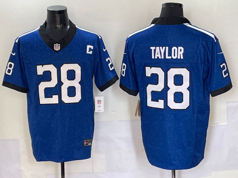 Men 2025 Indianapolis Colts #28 Taylor Blue Retro three generations Nike Limited NFL Jersey 02